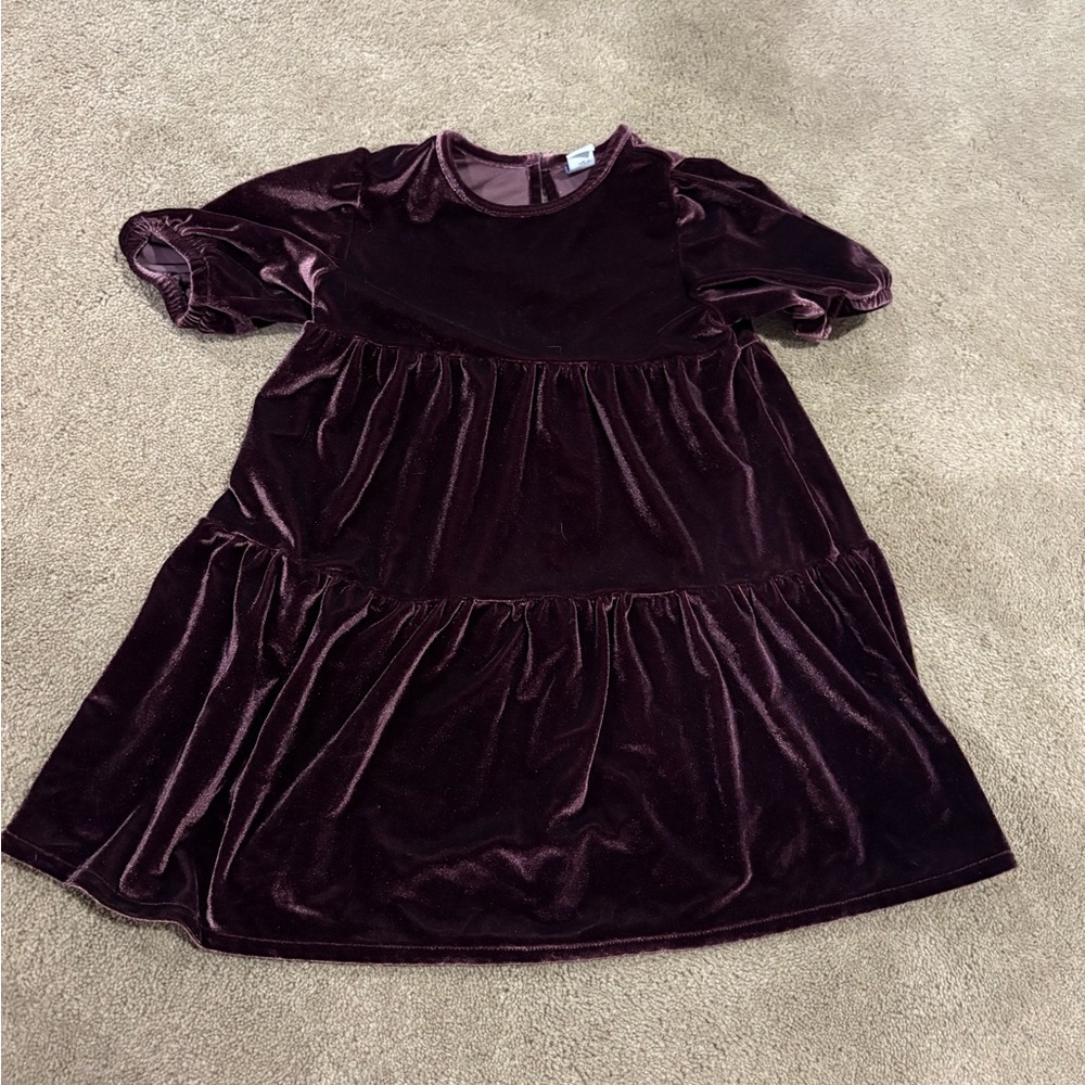 Old Navy Velvet Tiered Dress in Deep Plum